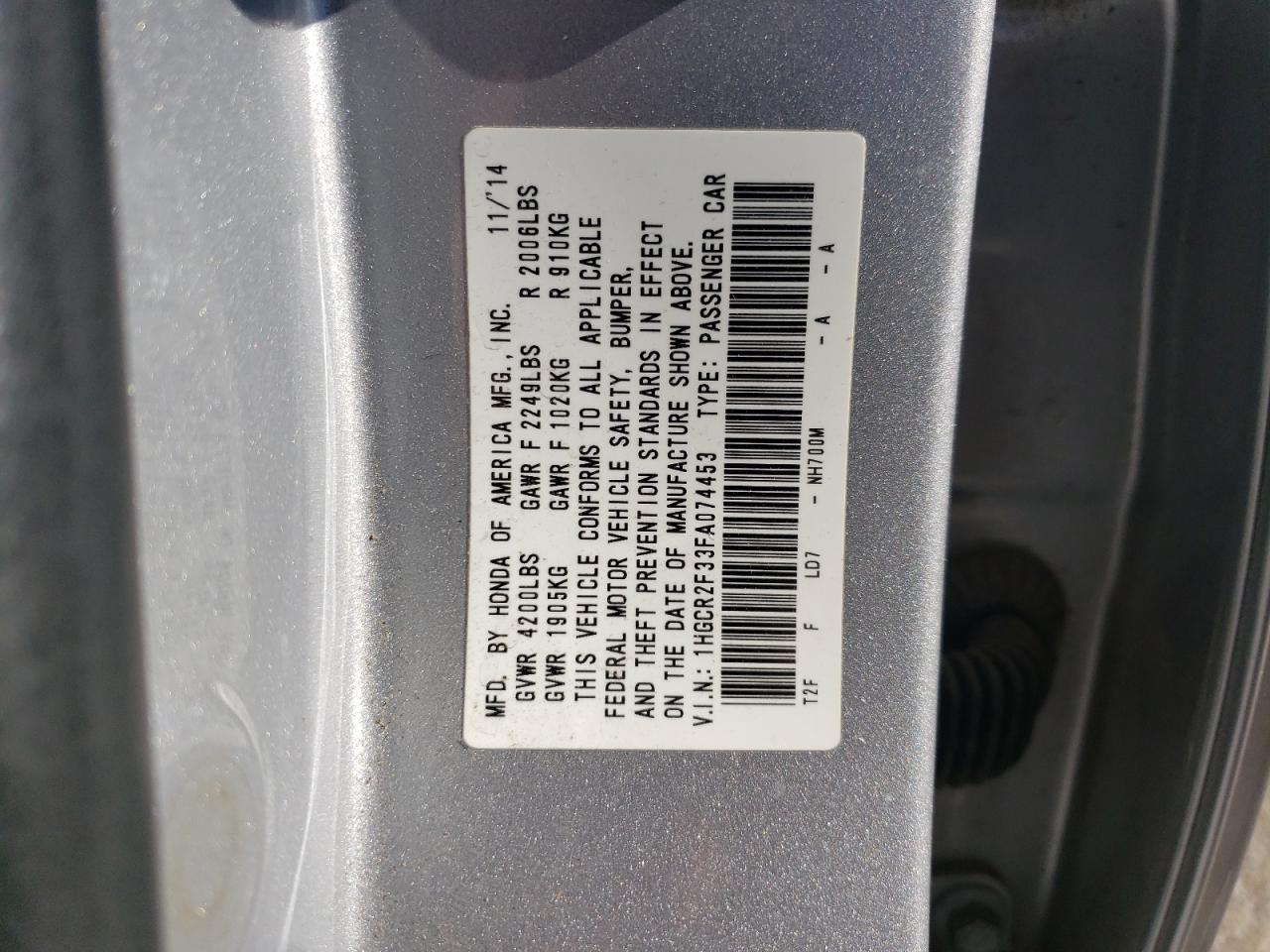 Lot #3033255805 2015 HONDA ACCORD LX