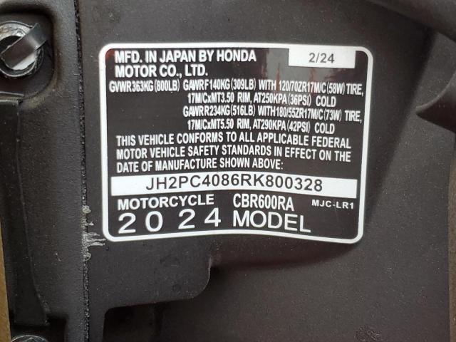 2024 HONDA CBR600 RA JH2PC4086RK800328