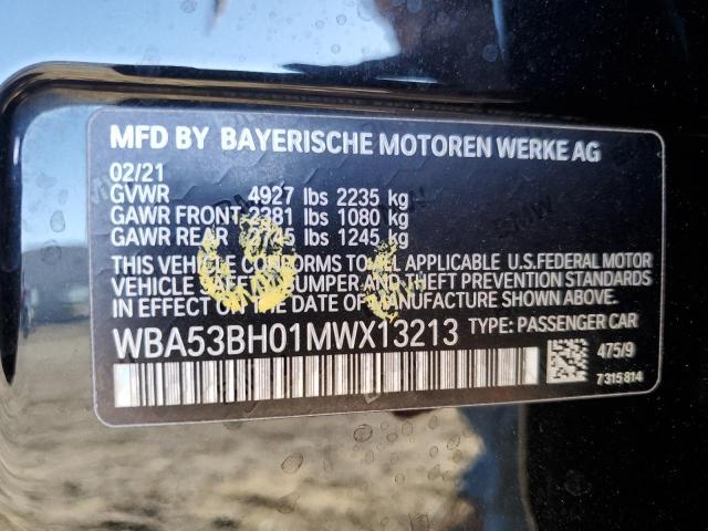 VIN WBA53BH01MWX13213 2021 BMW 5 SERIES no.12