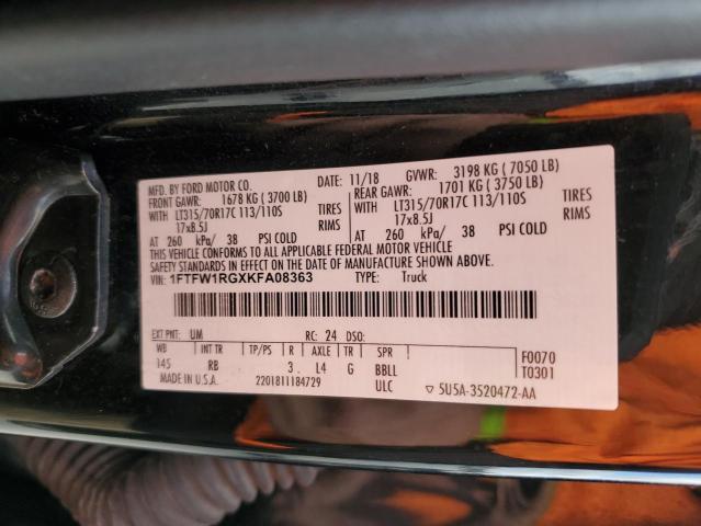 2019 FORD F150 RAPTO - 1FTFW1RGXKFA08363