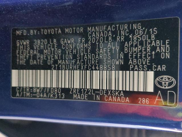 VIN 2T1BURHEXFC448858 2015 TOYOTA COROLLA no.12