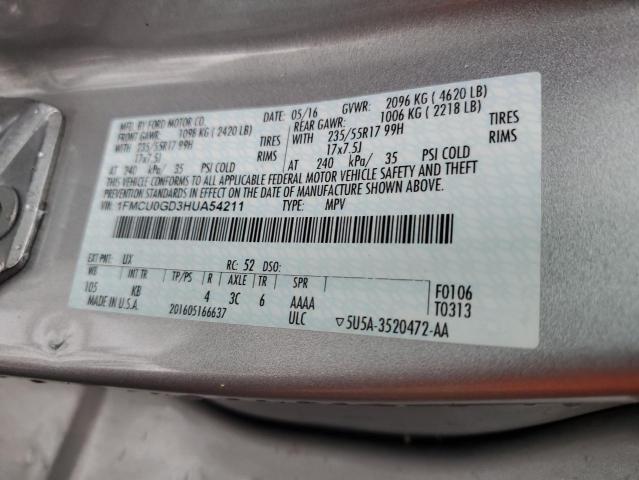 VIN 1FMCU0GD3HUA54211 2017 Ford Escape, SE no.13