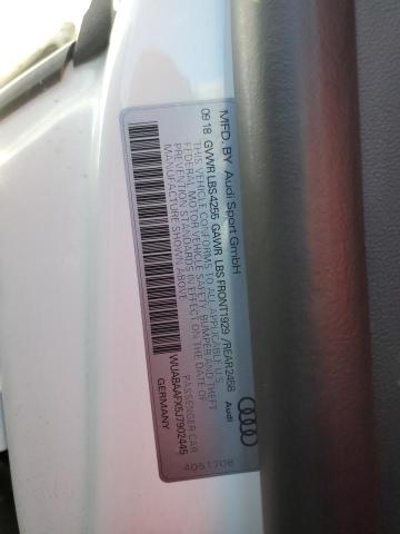 2018 AUDI R8 RWS WUABAAFX5J7902445