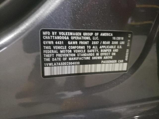 2019 VOLKSWAGEN PASSAT WOL 1VWLA7A32KC004030