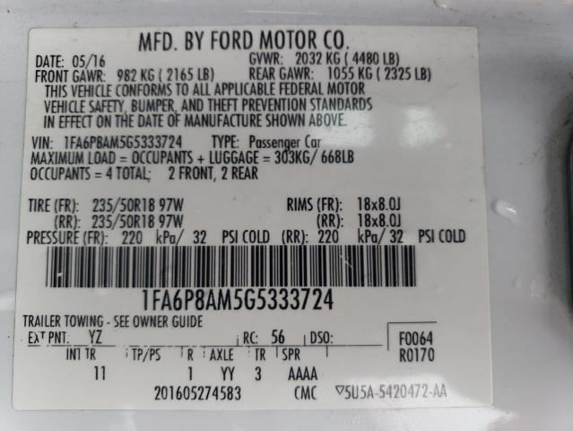 2016 FORD MUSTANG - 1FA6P8AM5G5333724