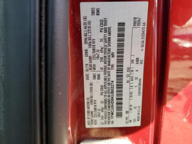 2019 FORD ESCAPE SEL - 1FMCU0HD8KUB02274
