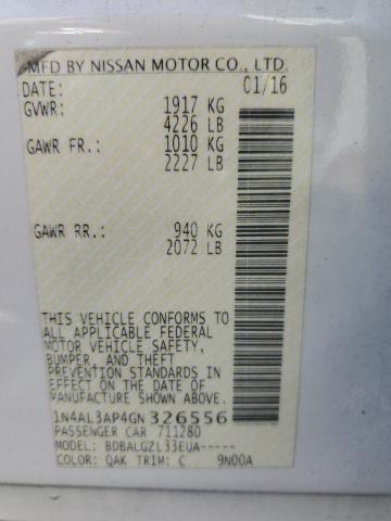 2016 NISSAN ALTIMA 2.5 - 1N4AL3AP4GN326556