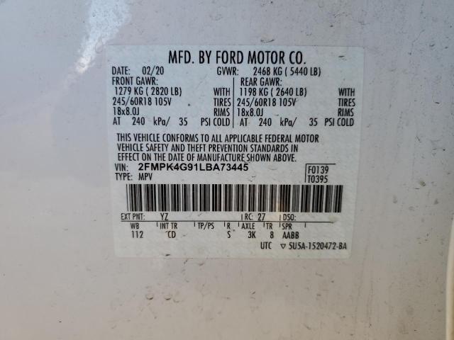 2020 FORD EDGE SE - 2FMPK4G91LBA73445