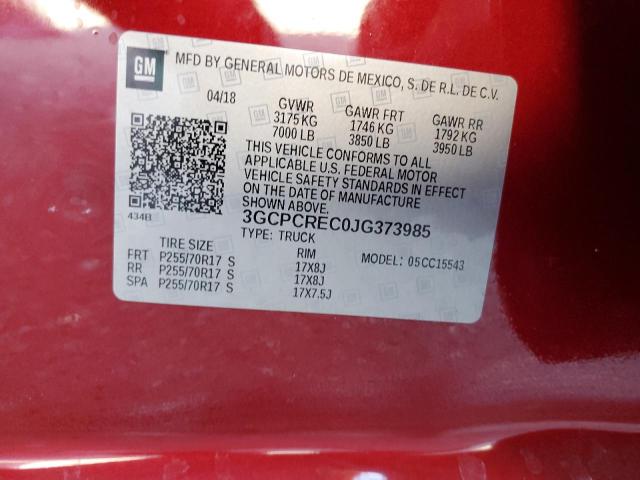 VIN 3GCPCREC0JG373985 2018 CHEVROLET ALL MODELS no.12