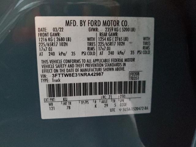 2022 FORD MAVERICK X - 3FTTW8E31NRA42987