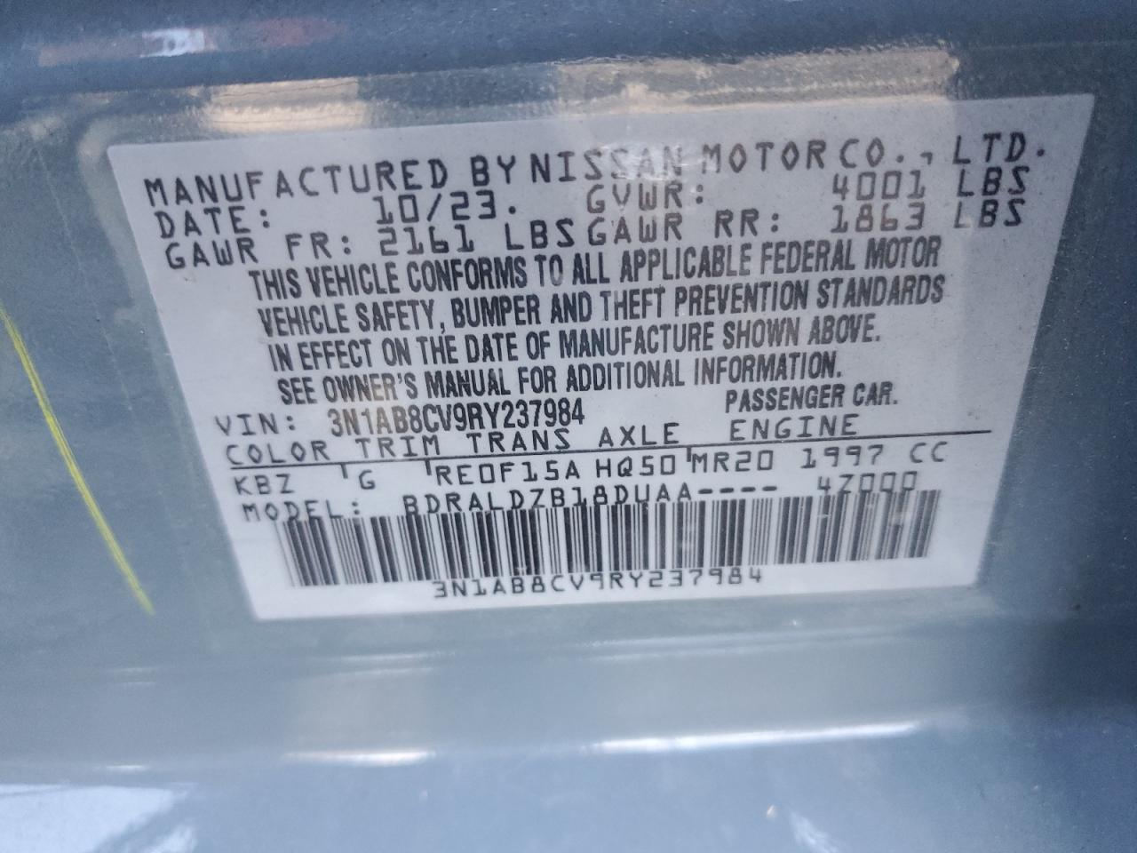 Lot #3022951357 2024 NISSAN SENTRA SV