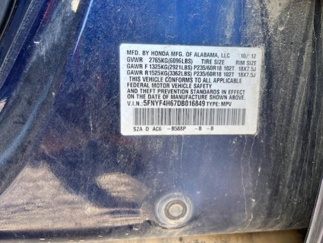 VIN 5FNYF4H67DB016849 2013 Honda Pilot, Exl no.13