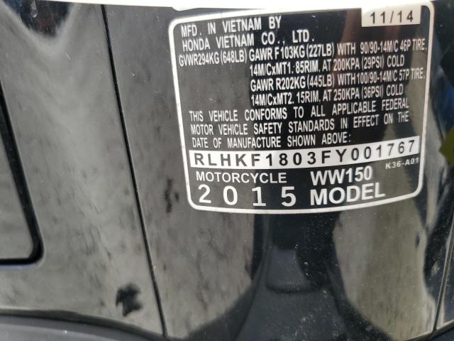 2015 HONDA PCX 150 RLHKF1803FY001767
