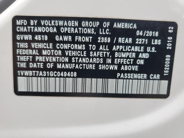 2016 VOLKSWAGEN PASSAT SE - 1VWBT7A31GC049408