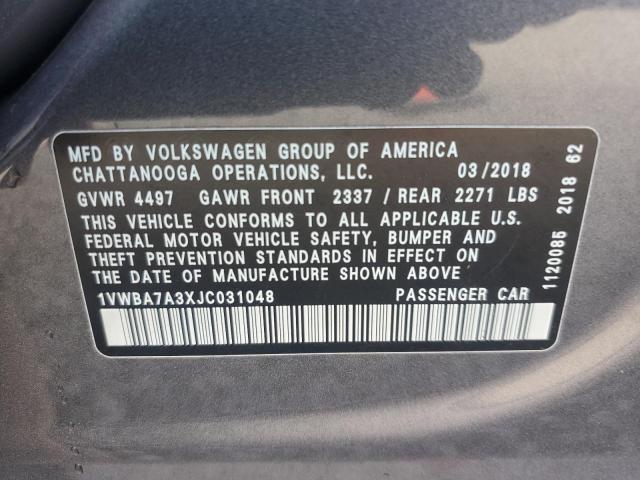 VIN 1VWBA7A3XJC031048 2018 VOLKSWAGEN PASSAT no.12