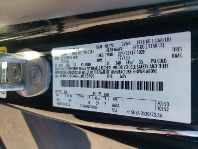 2020 FORD ESCAPE SE - 1FMCU0G66LUB55706