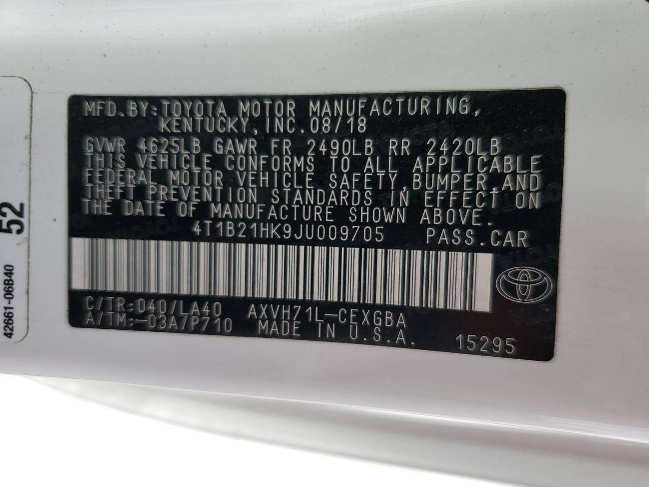 Lot #3029325731 2018 TOYOTA CAMRY HYBR