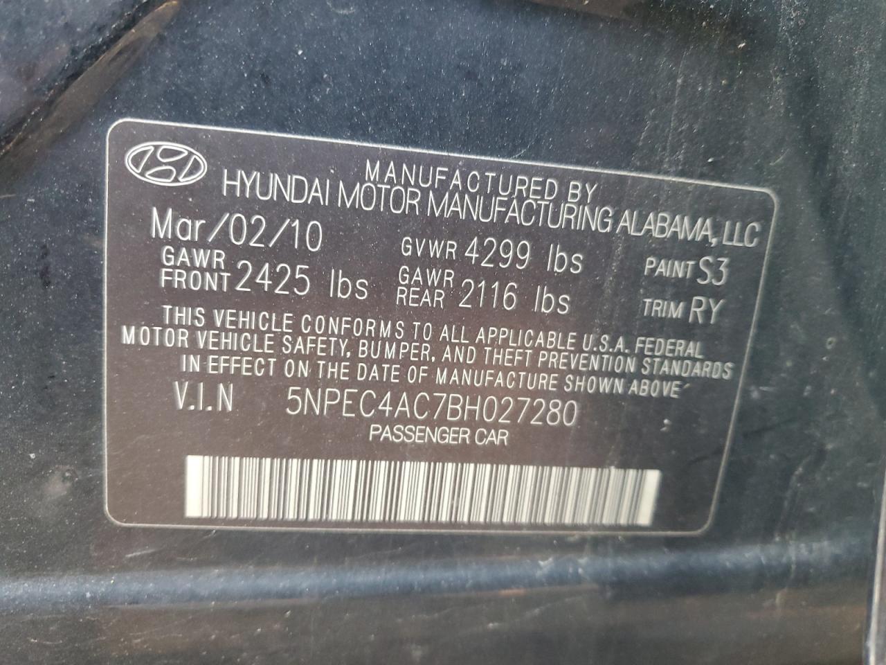 Lot #2986837228 2011 HYUNDAI SONATA SE