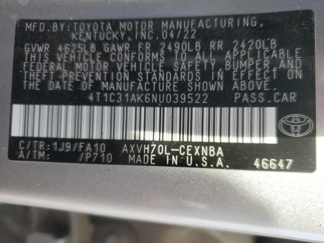 VIN 4T1C31AK6NU039522 2022 TOYOTA CAMRY no.12