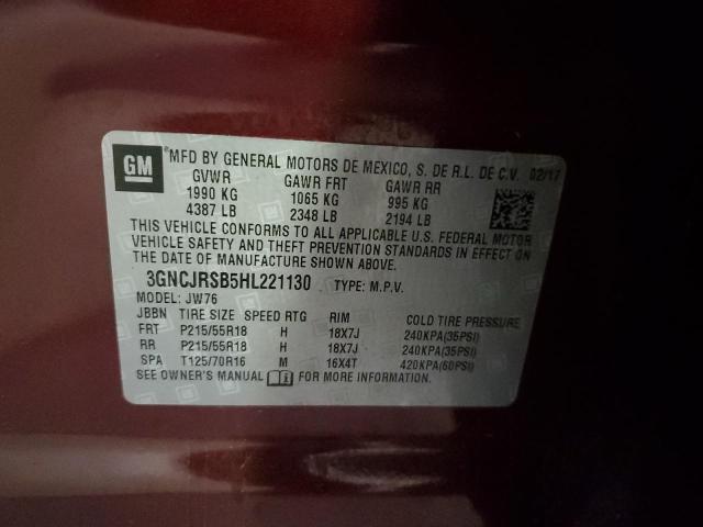 2017 CHEVROLET TRAX PREMI 3GNCJRSB5HL221130