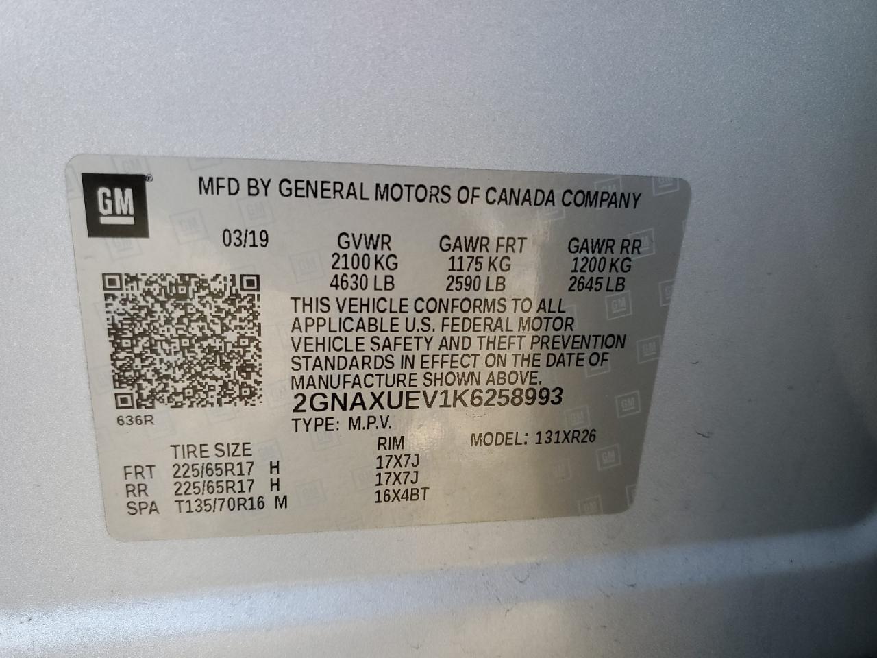 Lot #3033236852 2019 CHEVROLET EQUINOX LT