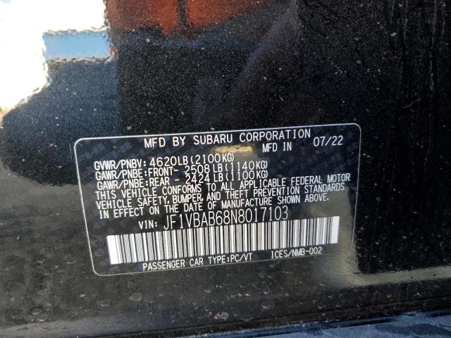 2022 SUBARU WRX JF1VBAB68N8017103