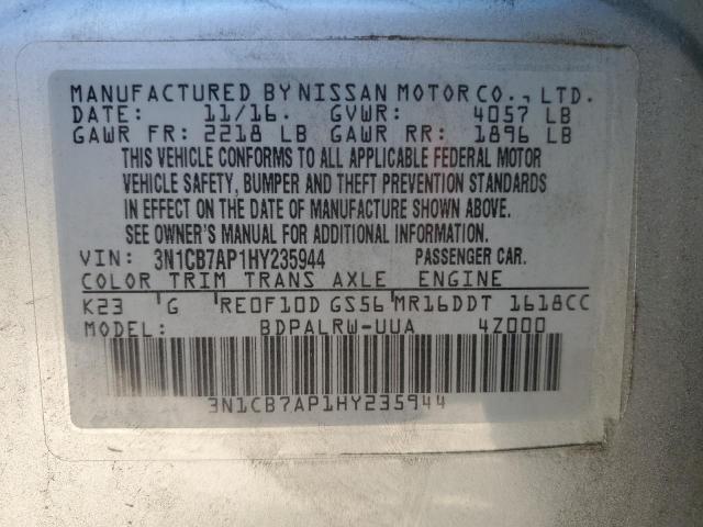 VIN 3N1CB7AP1HY235944 2017 NISSAN SENTRA no.13