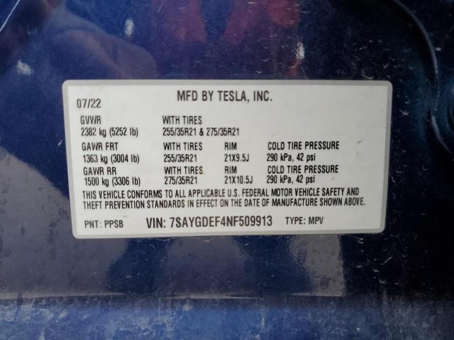 2022 TESLA MODEL Y - 7SAYGDEF4NF509913