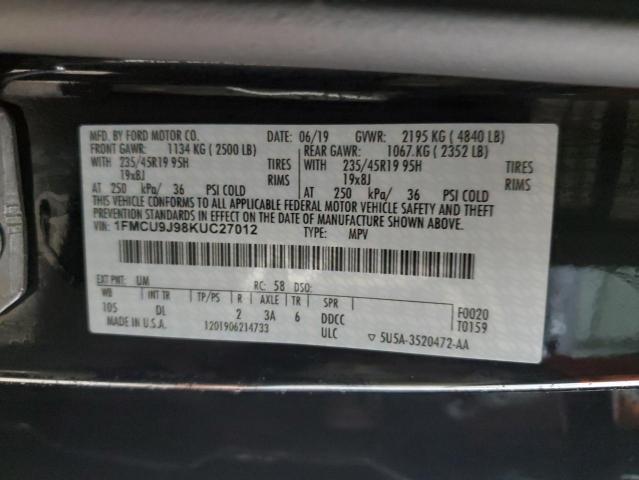 2019 FORD ESCAPE TIT - 1FMCU9J98KUC27012