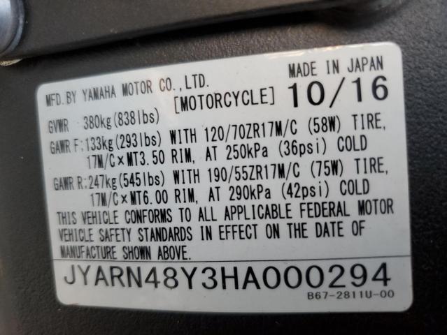 2017 YAMAHA FZ10 C JYARN48Y3HA000294