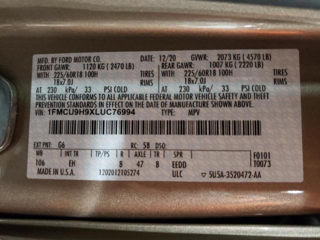 2020 FORD ESCAPE SEL - 1FMCU9H9XLUC76994