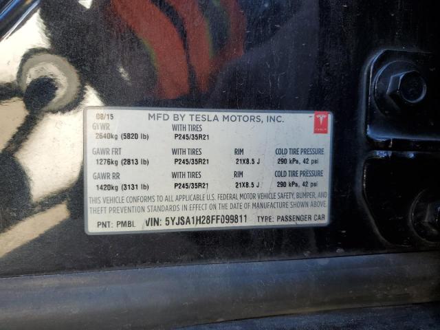 2015 TESLA MODEL S 85 5YJSA1H28FF099811