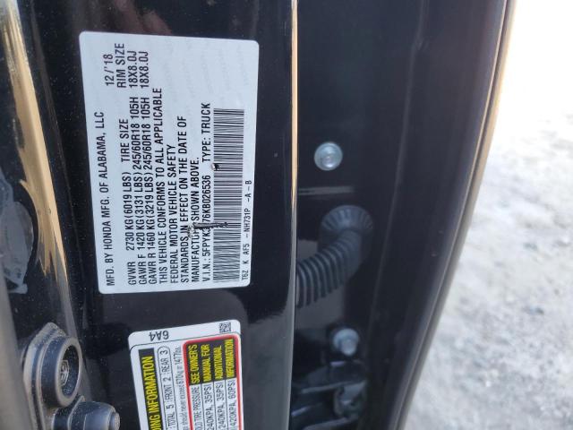 2019 HONDA RIDGELINE - 5FPYK3F76KB026536