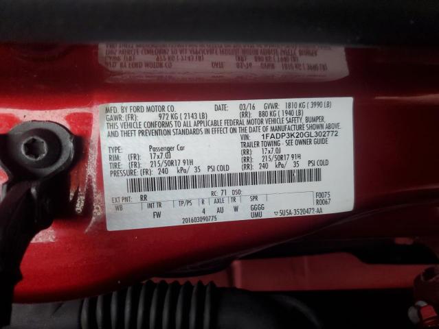 2016 FORD FOCUS SE - 1FADP3K20GL302772