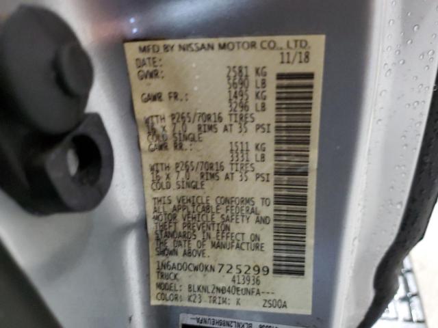 VIN 1N6AD0CW0KN725299 2019 NISSAN FRONTIER no.12