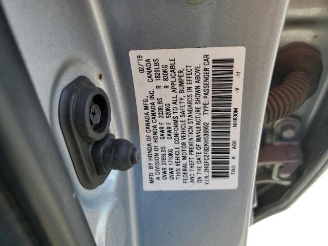 2HGFC2F82KH536992 2019 HONDA CIVIC