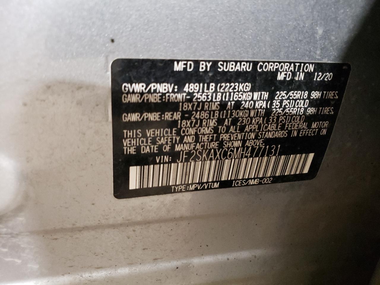 Lot #3048958450 2021 SUBARU FORESTER T