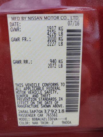 2016 NISSAN ALTIMA 2.5 - 1N4AL3AP7GN379218