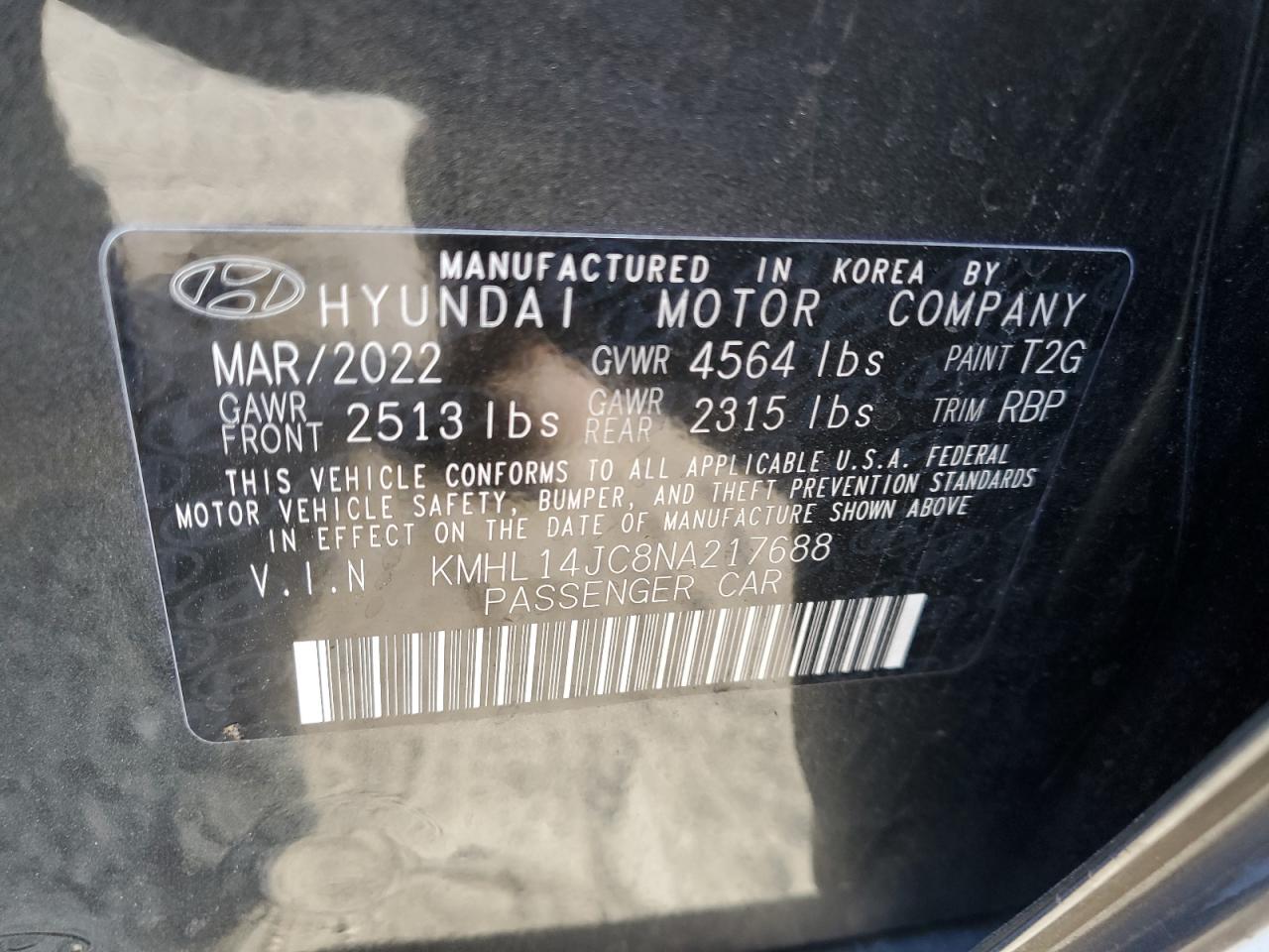 Lot #3024347588 2022 HYUNDAI SONATA N L