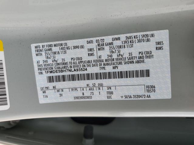 2022 FORD BRONCO BAS - 1FMDE5BH7NLA93524