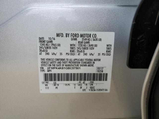 VIN 2FMPK4K81GBC57501 2016 FORD EDGE no.12