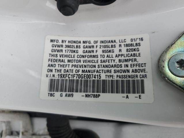 2016 HONDA CIVIC EXL - 19XFC1F70GE007415