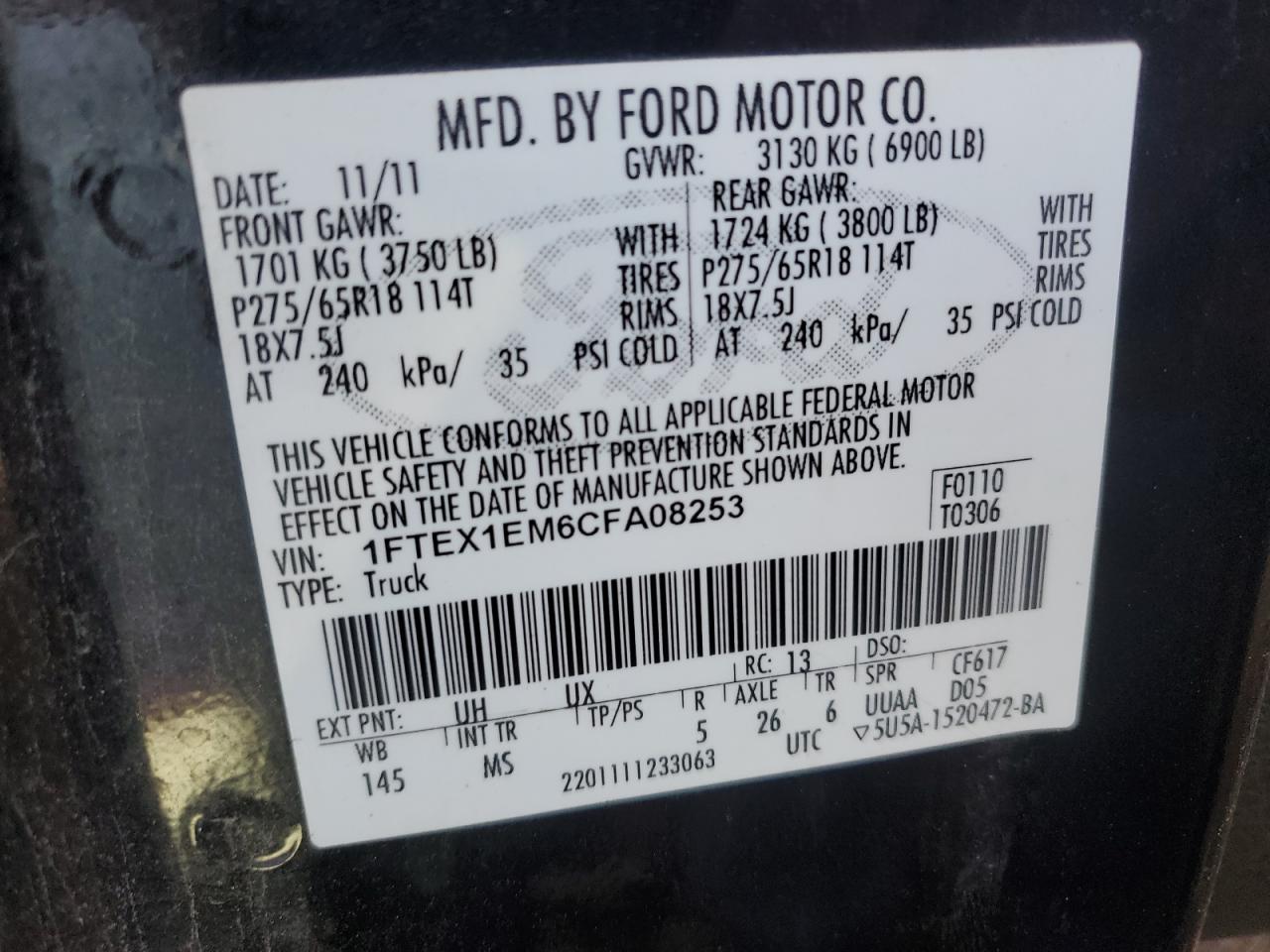 Lot #2945074189 2012 FORD F150 SUPER