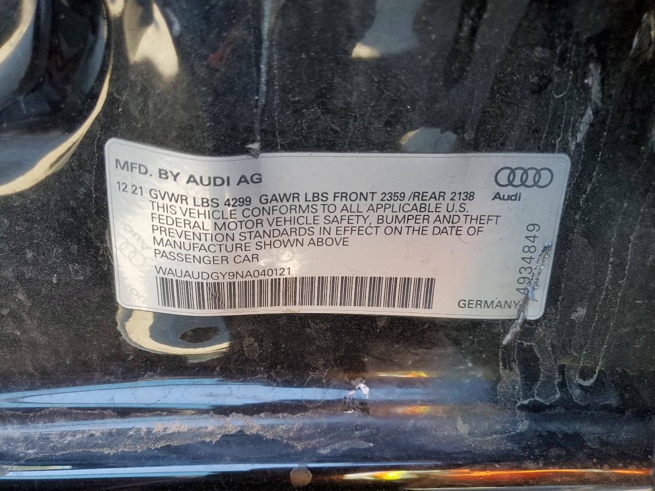 Lot #2979097972 2022 AUDI A3 PREMIUM