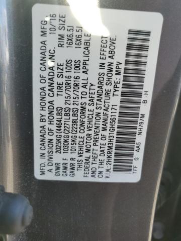 2016 HONDA CR-V LX - 2HKRM3H31GH561171