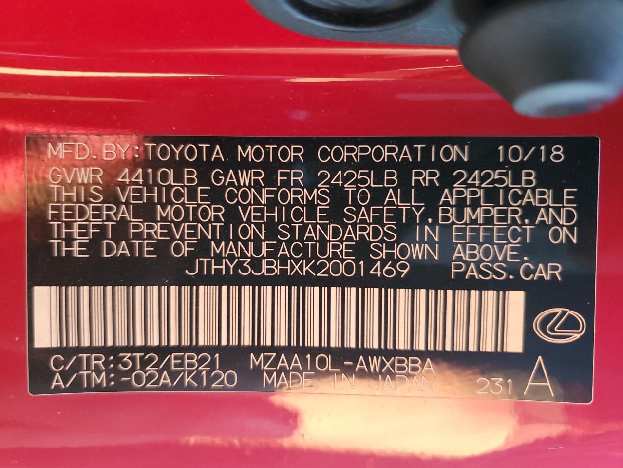 Lot #3030713097 2019 LEXUS UX 200