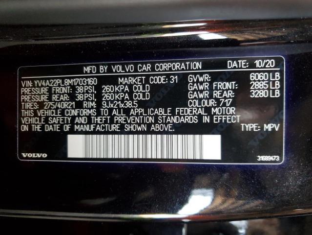 2021 VOLVO XC90 T6 IN - YV4A22PL8M1703160