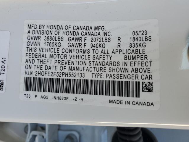 2023 HONDA CIVIC SPOR - 2HGFE2F52PH552133