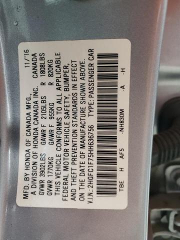 2017 HONDA CIVIC EXL - 2HGFC1F75HH636756