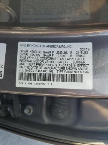 VIN 1HGCV1F45KA061762 2019 HONDA ACCORD no.12